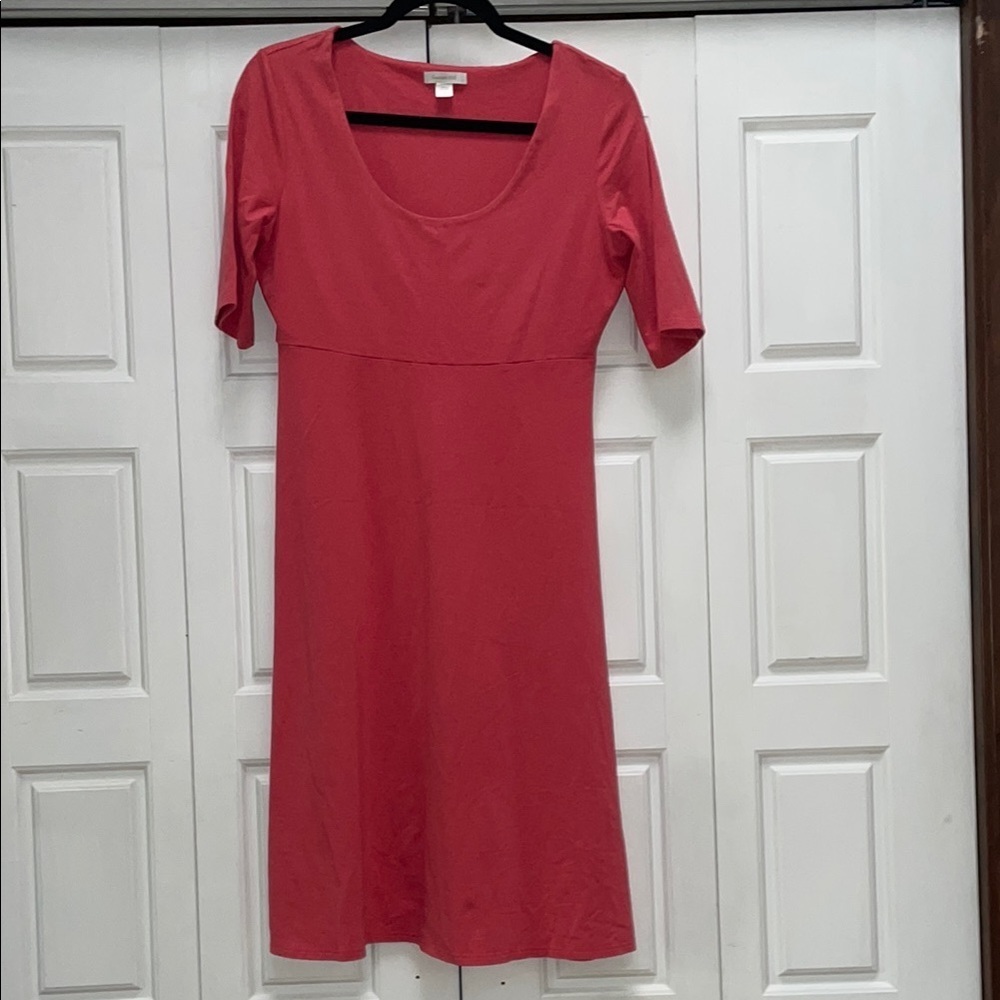 Garnet Hill Pink Midi Sheath Dress with Scoop Neck